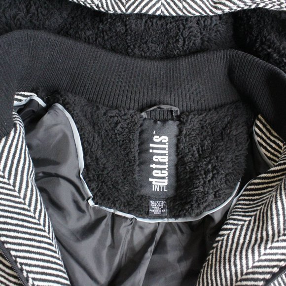 Details Intl Women's Winter Coat Plus Size 3X Wool Hooded Herringbone - Picture 8 of 9